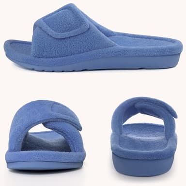 Litfun Women's Orthopedic Slippers with Arch Support Adjustable Open Toe House Shoes for Plantar Fasciitis, Blue 39 - Image 5