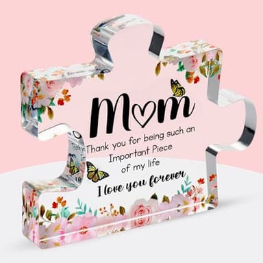 VELENTI Gifts for Mom - Cute Engraved Acrylic Block Puzzles Piece - Adorable Mom Gift from Son, Daughter - Fun Christmas, Mothers Day, Birthday Gift Idea for Mom - Fancy Decoration Piece for Home - Image 1