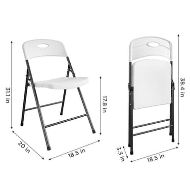 COSCO Solid Resin Folding Chair, 4-Pack, White - Image 3