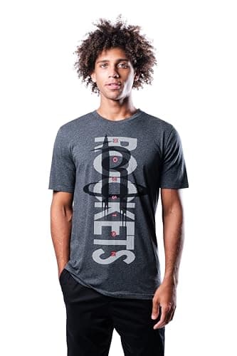 Ultra Game NBA Official Men’s Upright Logo Short Sleeve T- Shirt - Unisex, Houston Rockets, Heather Charcoal, Medium - Image 2