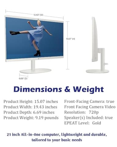 HP All-in-One Computer - 21.5'' FHD Anti-Glare Display, Home Desktop PC, Win 11 Pro, Wired KB & Mouse, Wi-Fi 6, Bluetooth, Intel Celeron J4025, HD Webcam (16GB RAM | 1TB SSD) - Image 5