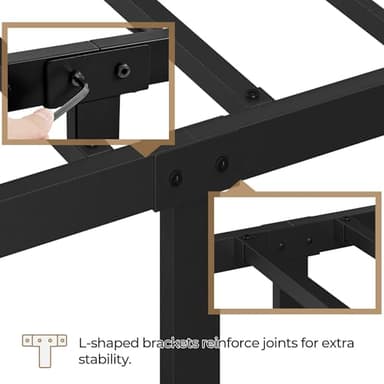 Yaheetech Metal Bed Frame Queen Size Metal Platform Bed Frame with Victorian Style Headboard/Footboard/Easy Assembly/No Box Spring Needed/Black - Image 8
