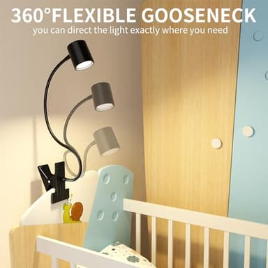 Dott Arts Desk Lamp,USB Clip On Light,Book Lights for Reading at Night,3 Color Modes,10 Brightness Clamp Lights,360° Gooseneck LED Reading Light for Books in Bed,Eye-Care for Home Office,Headboards - Image 4