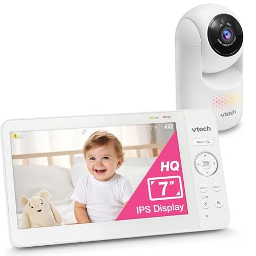 VTech [2025 Upgrade Baby Monitor with 7" IPS Screen, Pan Tilt Zoom Camera, No WiFi Video Baby Monitor with Camera and Audio, Multi-Color Night Light, 2-Way Talk, Lullabies, Advanced HQ Max - Image 1