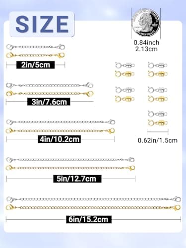 Evnlo Necklace Extender and Magnetic Necklace Clasp,Gold and Silver Chain Extenders for Necklaces Bracelet Jewelry - Image 2