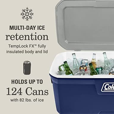 Coleman Classic Series Insulated Portable Cooler, Leak-Resistant Outdoor Hard Cooler Keeps Ice up to 5 Days, 52/70/120/150 Quart - Image 3