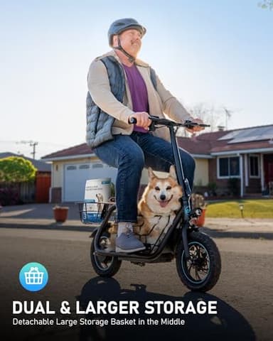 URBANMAX Electric Scooter with Seat, 550W Motor, 18.6MPH Top Speed, 20 Miles Range, Adults Electric Scooter with Large Storage Basket for Pets Dogs and Items C1S-FB4 - Image 2