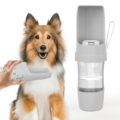 Dog Water Bottle Portable -Foldable Travel Water with Food Container, Leak Proof and Lightweight Water Bottle for Dogs,Dog Stuff Accessories Items,Lightweight & Convenient for Outdoor (Gray, Small) - Image 1
