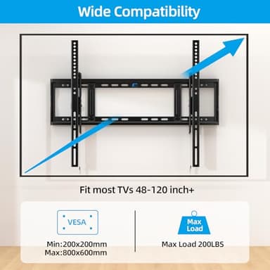 HOME VISION Heavy Duty Tilt TV Wall Mount Bracket for 48-120 Inch Flat/Curved TVs, 200Lbs Capacity, Fits 16/18/24 Inch Studs, Max VESA 800x600mm for LED OLED LCD - Image 2