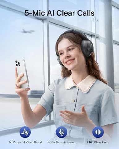 Baseus Bass BH1 NC Adaptive Active Noise Cancelling Headphones, Real-Time Adaptive Hybrid ANC, SuperBass 2.0, LDAC Hi-Res Sound, 80H Playtime, 5-Mic AI Clear Calls, Comfortable Fit, Bluetooth 6.0 - Image 7