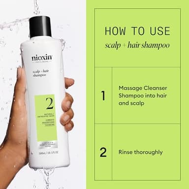 Nioxin System 2 Cleanser Shampoo, Natural Hair with Progressed Thinning, 10.1 oz - Image 7