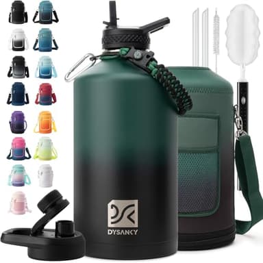 DYSANKY 1 Gallon Water Bottle Insulated | Thickened Stainless Steel Vacuum Metal Water Jug | Portable Sports Large for Gym and Hiking with Straw, Carrier Bag, Handle Strap | BPA-Free 128 oz - Image 1