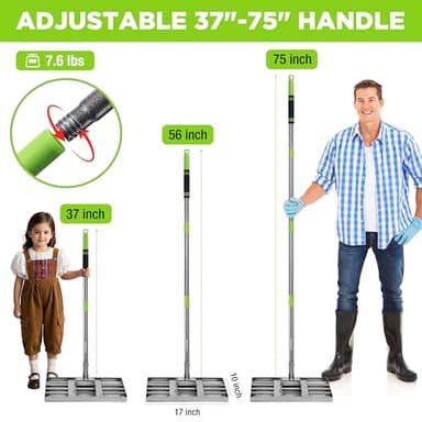 WORKPRO Lawn Leveling Rake, Heavy Duty Leveling Rake with 17” x 10” Ground Plate, Yard Leveling Rakes with 6FT Adjustable Handle, Metal Lawn Leveler for Garden, Backyard, Golf Course, Farm, Pasture - Image 5