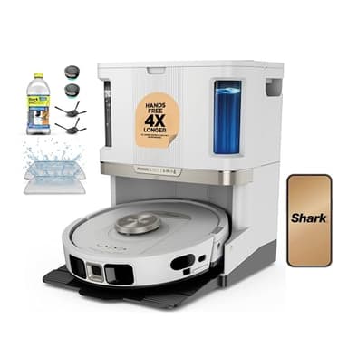 Shark Robot Vacuum & Mop Combo, PowerDetect NeverTouch Pro,Self-Emptying,Self-Refill with Self-Clean Pad Wash & Dry, 60-Day Debris Capacity,30-Day Refill Tank, 5PowerDetect Technologies,White,AV2800ZE - Image 1