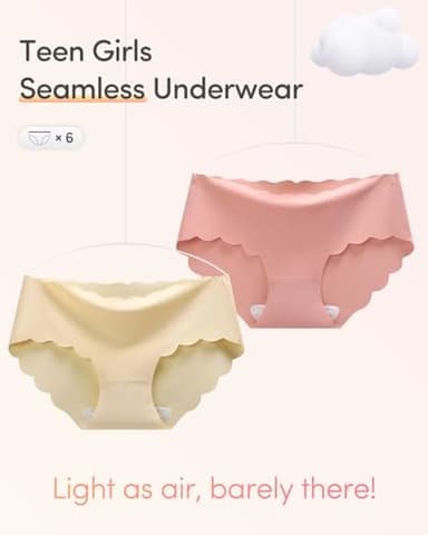 Adorel Teen Girls Seamless Underwear No Show Panties Tagless Pack of 6 Multicolor 12-14 Years (Manufacturer Size L) - Image 2