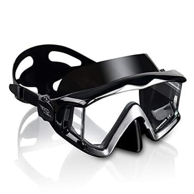 Adult Pano 3 Window Scuba Diving Mask, Tempered Glass Snorkel Mask Anti-Fog Swim Mask No Leakage Swim Goggles with Nose Cover Snorkeling Gear for Snorkeling, Freediving, Swimming (Black) - Image 9