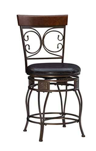 Powell Big and Tall Back Scroll Stool, Counter Height, Dark Bronze/Brown - Image 1
