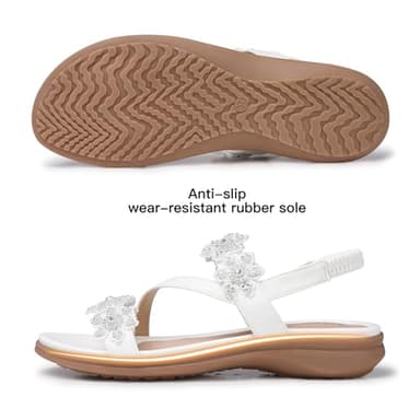 TEMOFON Sandals for Women Flat Dressy Summer Open Toe Sandals Woman Comfortable Walking Casual Beach Shoes White Size 8 - Image 5