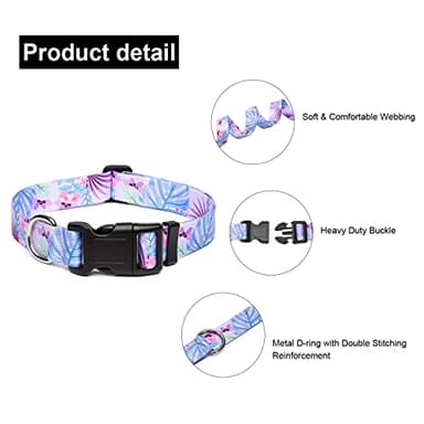 Suredoo Adjustable Dog Collar with Patterns, Ultra Comfy Soft Nylon Breathable Pet Collar for Small Medium Large Dogs (S, Purple Flower) - Image 3