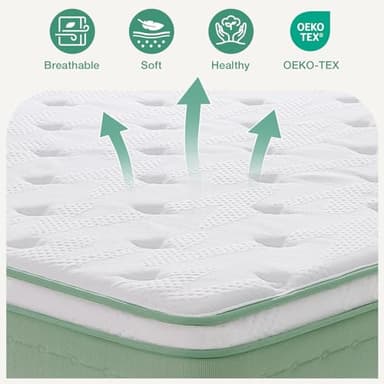 Novilla King Size Mattress, 10 Inch Hybrid Mattress in a Box, Gel Memory Foam & Individually Wrapped Pocket Coils Innerspring for Cozy Sleep, Pillow Top King Mattresses, Medium Firm & Motion Isolation - Image 6