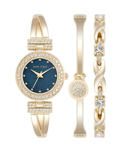 Anne Klein Women's Premium Crystal Accented Bangle Watch and Bracelet Set - Image 1