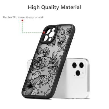 XIZYO for iPhone 16 Pro Max Case, Floral Rose Cute Phone Case for Women Girls Aesthetic Pattern Print Slim TPU Bumper Shockproof Protective Cover for iPhone 16 Pro Max 6.9 Inch, Black - Image 7