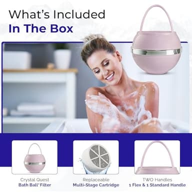 Crystal Quest Bath Ball Water Filter for Bathtub - 3-Stage Filtration, Removes Chlorine, Chloramine & Byproducts, 2,500 Gallons, BPA Free, pH Balanced Water, Fits Most Tubs, Easy Install - Pink - Image 4