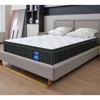 G LAXIA 12 Inch Black Queen Spring Mattress,Medium Firm with Gel Memory Foam,Individually Pocketed Coil,Fiberglass-Free Fire Retardant CertiPUR-US Certified,80"*60"*12" - Image 1