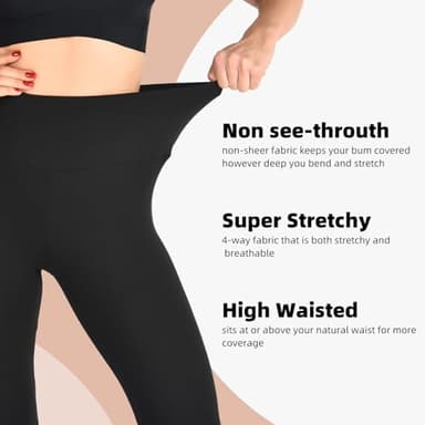 Ipletix Leggings for Women, High Waisted Leggings Buttery Soft Non See Through Workout Yoga Pants Black - Image 2