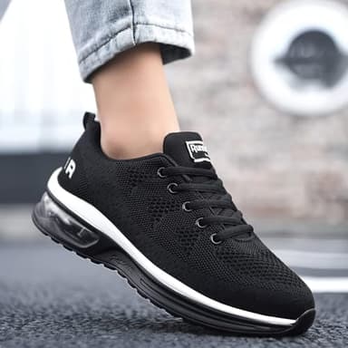 QAUPPE Womens Fashion Lightweight Sports Walking Sneakers Breathable Gym Jogging Running Tennis Shoes (Black US 8 B(M) - Image 5