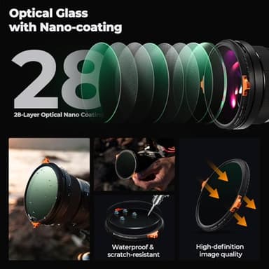 K&F CONCEPT 67mm True Color Variable Fader ND2-32 ND Filter and CPL Circular Polarizing Lens Filter in 1 for Camera Lens Neutral Density Polarizer Filter (Nano-X Series) - Image 6