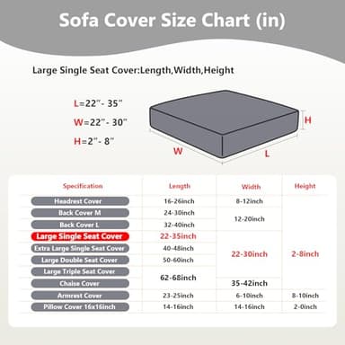 Yoovat Couch Cushion Covers for Sofa Couch Covers Wear-Resistant Universal Sofa Cover Stretch for Sectional Slipcovers (Texture-Light Gray,Large Single Seat Cover) - Image 3