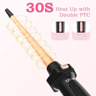 Ufree 5 in 1 Curling Iron with Interchangeable Ceramic Barrels (0.35"-1.25"), Curling Wand Set with Flat Iron Hair Straightener, Instant Heat Up, Dual Voltage Hair Curler, Gifts for Women - Image 3