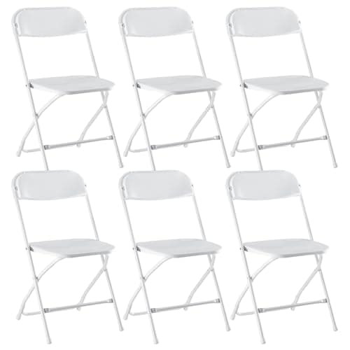 DUMOS 6 Pack Folding Chairs, Plastic Chairs with 330-Pound Capacity, Sturdy Metal Frame, Easy to Fold and Store, Comfortable for Indoor & Outdoor Use, Perfect for Home, Office, and Parties, White - Image 1