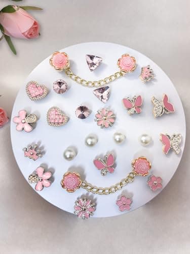 24pcs Plastic Bling Shoe Charms Set –Pearl, Butterfly, Flower & Chain Decorations for Clogs & Sandals – Cute Accessories for Women & Girls Gift - Image 3