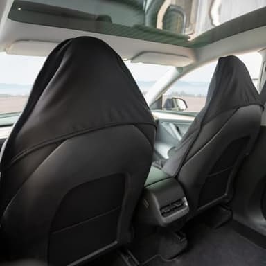 XCAR 2PCS Waterproof Car Seat Covers for Front and Rear Seats, Airbag Compatible,Cloth Seat Covers Universal Fit for Truck Van SUV Black - Image 3