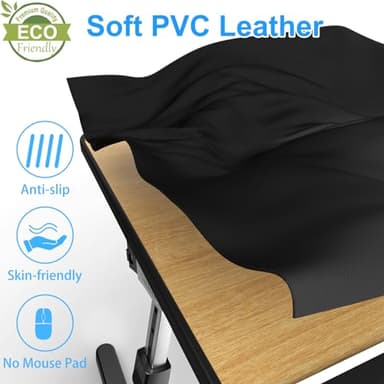 HETTHI Laptop Stand for Bed, Adjustable Leather Bed Desk with Foldable Legs, X-Large Laptop Bed Table Tray with Drawer for Bed Couch Floor Writing Working Reading Eating Painting (Black, 23.6"×15.7") - Image 3