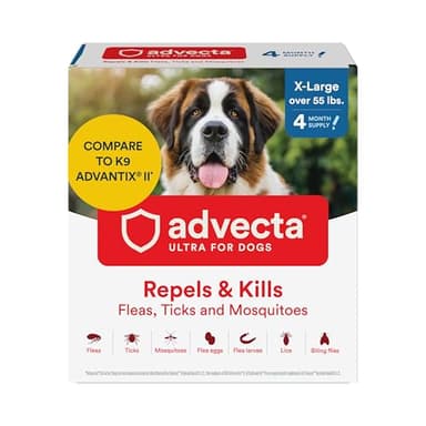 Advecta Ultra Flea And Tick Prevention For Dogs - Dog and Puppy Treatment and Control - Mosquito Repellent - XL, Fast Acting Waterproof Topical Drops, 4 Month Supply - Image 1