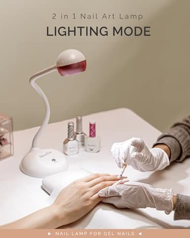 MelodySusie 2 in 1 Gel X Lamp, Cordless Gooseneck Nail Desk Lamp and Flash Cure UV Nail Lamp with Reflector Cup for Flash Curing, Professional Nail Art Tools for Manicure, Salon Use - Image 6