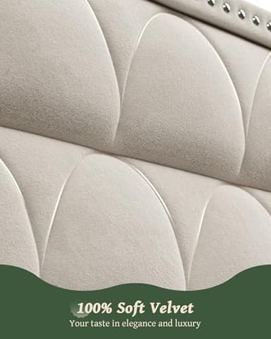 OHOHOLIVE King Size Bed Frame with 56" Headboard - 1000LBS Capacity Support, Velvet Upholstered Wingback Platform Bed Frame, Noise Free, Sturdy Wooden Slat Support - Image 6