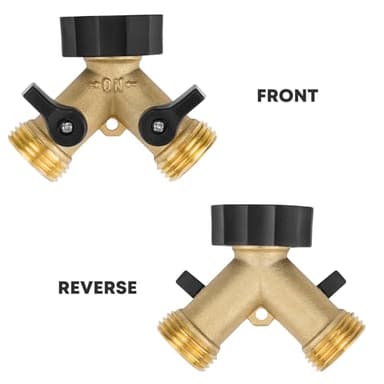 Stanbroil Garden Hose Splitter 2 Way, Heavy Duty Hose Y Splitter with Shutoff Valve, 3/4" Brass Connector Tap Splitter, 2 Packs - Image 4