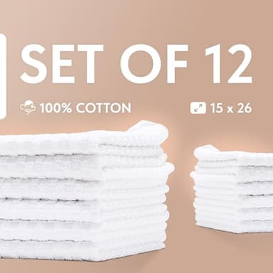 Super Absorbent Kitchen Towels 12 Pack - Premium 100% Cotton Kitchen Towels, 450GSM Thick Machine Washable White Dish Towels for Kitchen Drying, Cleaning, Dobby Weave, Unmatched Quality - Image 6