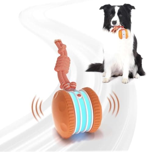 QGI Interactive Dog Toys, Random Path Electric Automatic Moving and Rolling Dogs Toy with Rope for Small Medium Large Dogs, Motion-Activated Dog Stimulation Toy for Boredom Relief (Orange) - Image 1