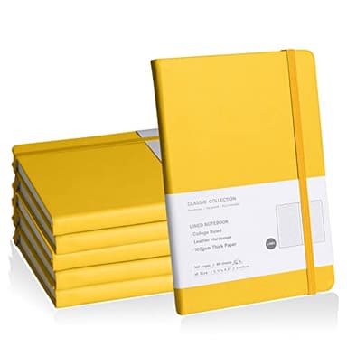 EMOMAS Lined Journal Notebook, 6Pack(bright yellow), 160 Pages, Medium 5.7 inches x 8 inches - 100 gsm Thick Paper, Hardcover - Image 1