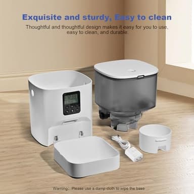 Automatic Cat Feeder, 4L Cat Food Dispenser with 10s Voice Recorder, Pet Feeder up to 8 Meals per Day, Timed Dog Feeder with Dry Food Sealed Ring (White, 4L-Basic) - Image 5