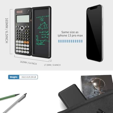 Scientific Calculators for Students 991ES Office Calculators Desktop, ROATEE 4-Line Display Calculator with Erasable LCD Writing Tablet, Solar Battery Power with Notepad Calculator for School - Image 5