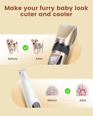 PAPMINI 2 in 1 Dog Grooming Kit, Low Noise Rechargeable Dog Clippers for Grooming, Cordless Dog Grooming Clippers and Dog Paw Trimmer, Dog Shavers for Grooming Small Dogs Cats Animals - Image 6