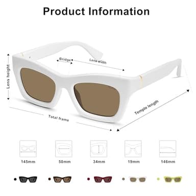 SOJOS Trendy Cat Eye Polarized Sunglasses for Women Men Retro Chuncky Designer Sunnies SJ2339, White/Brown - Image 4
