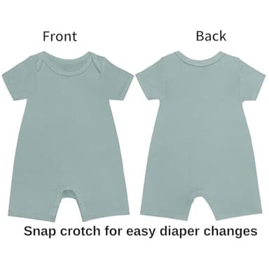 Rayon Baby Pajamas, Short Sleeve Footless Rompers, Snap Closure Sleeper for Boy Girls Black Sliver Matcha 6-12 Months 3pc - Image 3