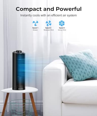 Abolee Tower Fan, 23ft/s Desk Fan, 70° Oscillating Table Fan for Bedroom, Standing Table Fan with 3 Modes, 2024 New 13 Inch Bladeless fan for Bedroom, Home,Office - Image 2